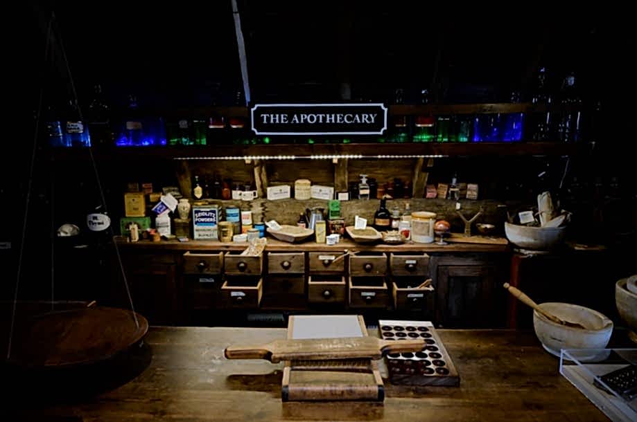 Photograph of the apothecary counter in the museum